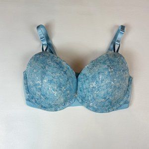 NWOT Victoria's Secret Bra 34D Push-Up Blue White Lace